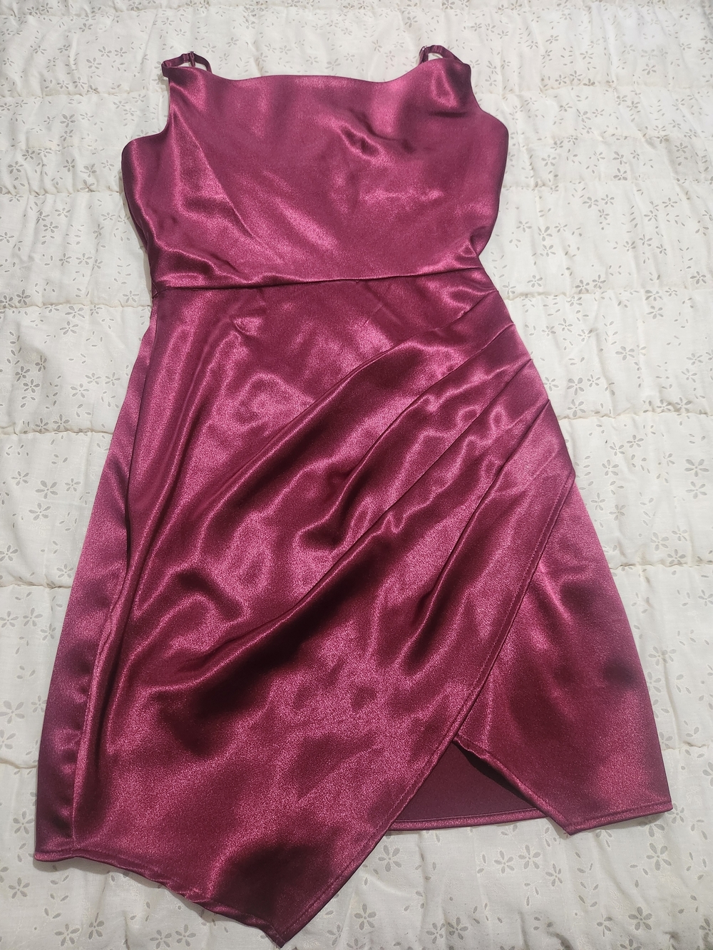 I.N. San Francisco Satin Slip Dress in Berry